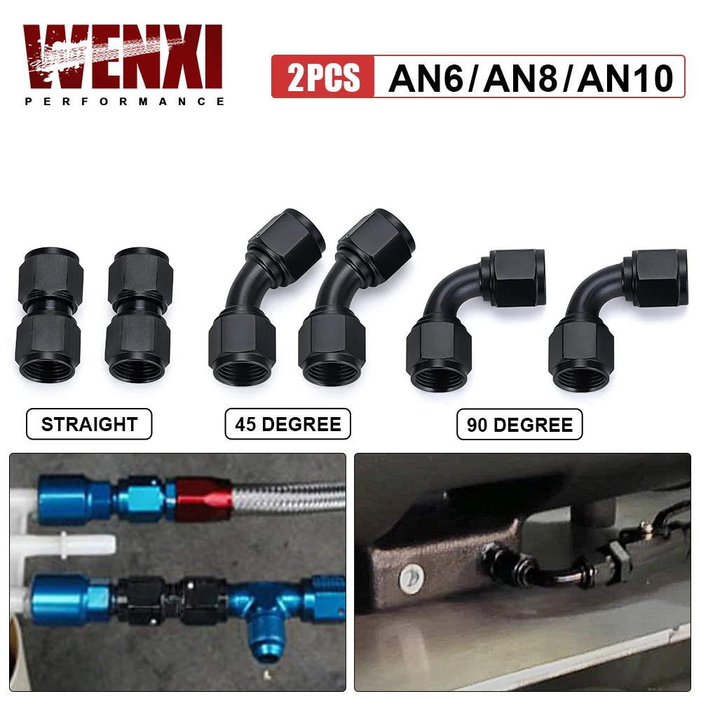 2 قطعة العالمي 0 45 90 درجة AN6 AN8 AN10 أنثى إلى AN6 AN8 AN10 أنثى الهيدروليكية خرطوم الكوع النفط برودة تركيب تركيبات خرطوم