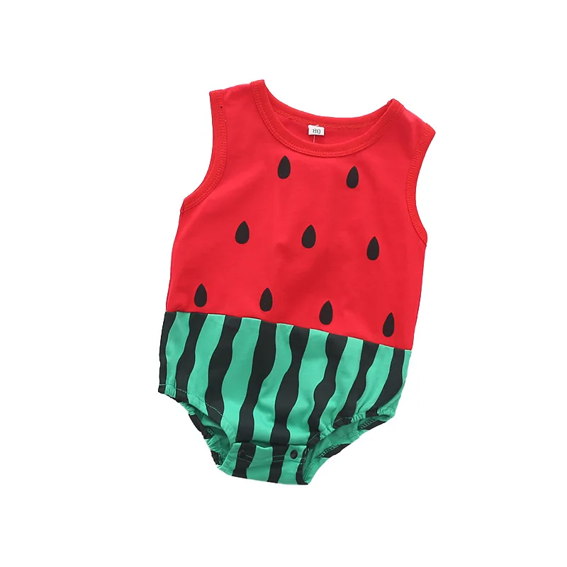 Babykleertjes Jongen 0 Tot 24 Maanden Zomer Baby Bedrukt Driehoek Romper Kleding Meisje Fruit Jumpsuit Kinderkleding