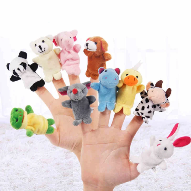 

Cartoon Animal Finger Puppet Baby Plush Doll Animal Finger Toys Sets Early Education Tell Story Props Family Kids Finger Puppets