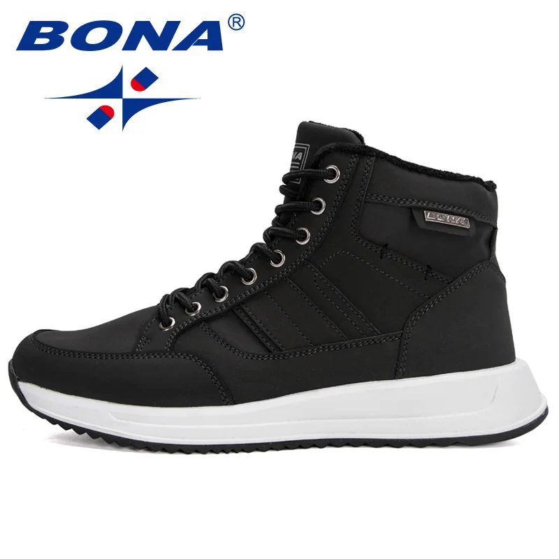 BONA 2022 New Designers Plush Ankle Snow Boots Men Protective Wear-resistant Sole Boots Man Warm Winter Walking Boots Mansculino