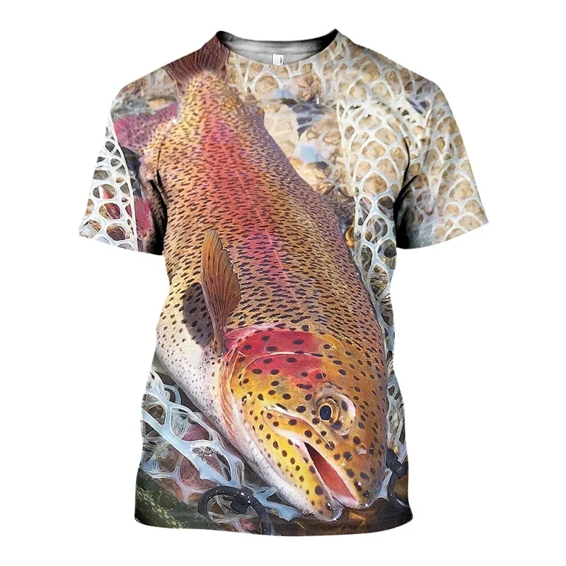 2020 Fashion Men t shirt 3D Printed Rainbow Trout Fishing T shirts Unisex Street Harajuku Short sleeve shirt summer Casual tops
