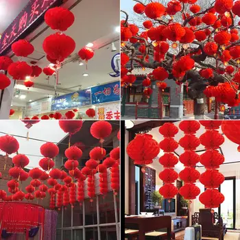 Behogar 20 pièces 18 cm étanche bonne Fortune rouge lanternes en papier pour le nouvel an chinois Festival de printemps fête célébration décor à la maison