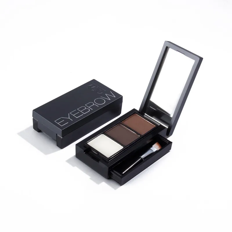 Eye Shadow Eye Brow  Waterproof 2 Color Eyebrow Powder Palette Eyebrow Wax with Double End Brush Make Up Set Cosmetic T0655