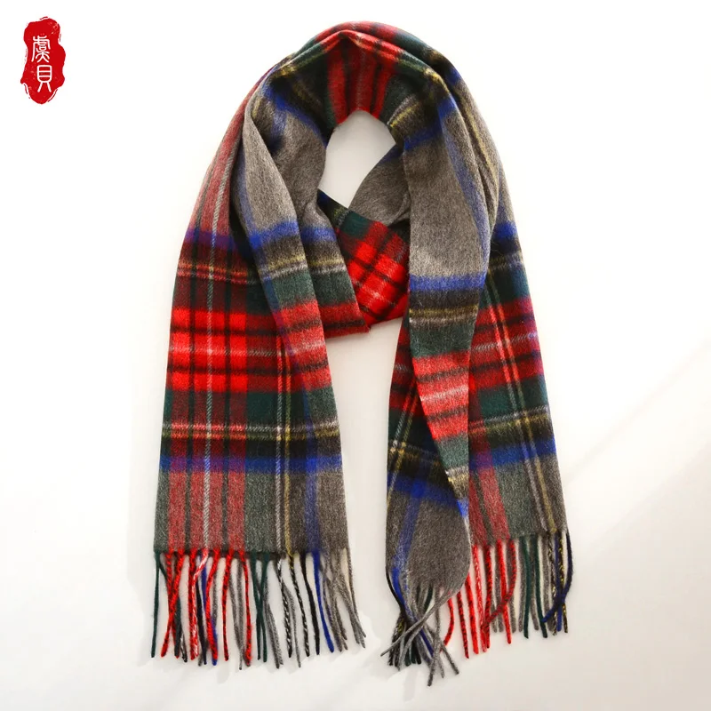 100% cashmere scarf men classic grey plaid narrow short small scarves fashion light warm shawl pashmina luxury gift for ladies