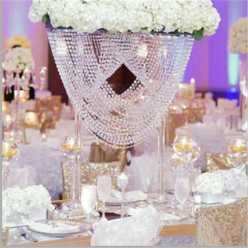 2pcs/lot 80cm  Acrylic Wedding Table Centerpiece Clear  Flower Stand Romantic Road lead Decoration Transparent Cake Tray