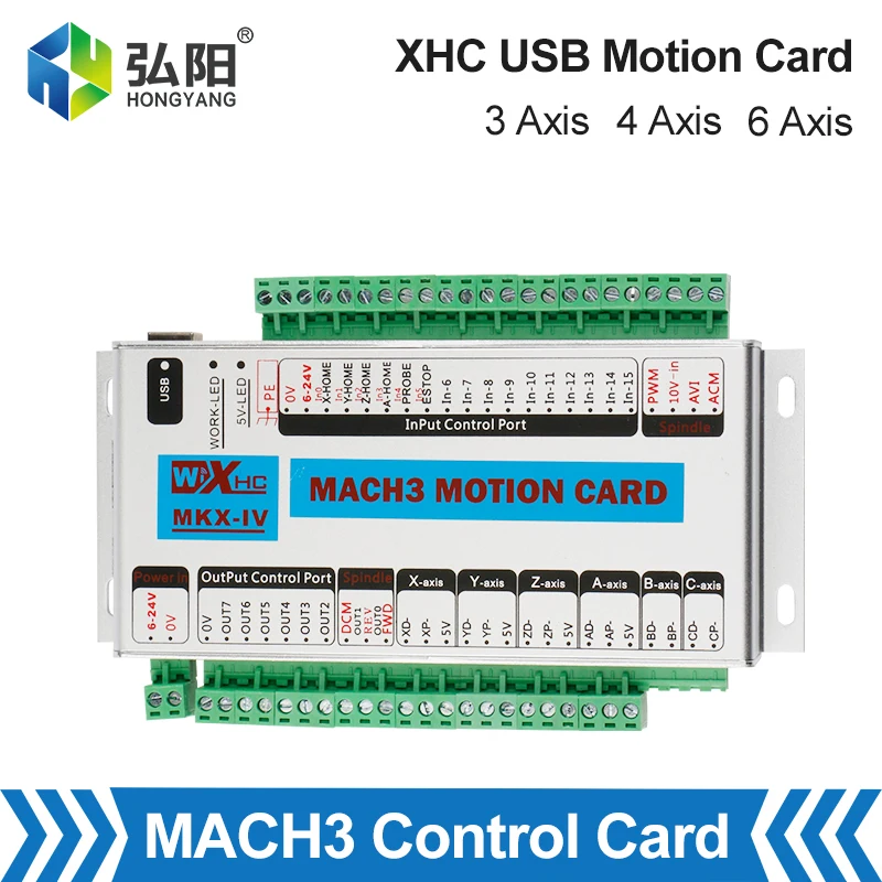 XHC Mach3 Breakout Board CNC Controller 3 4 6-Axis USB Motion Control Card 2mhz Support Windows 7, 10 Support Step Servo Motor