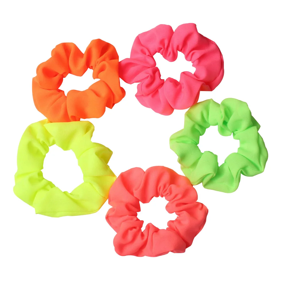 Chiffon Hair Scrunchies Elastic For Girls Fluorescent Color Hair Ties Solid Color Ponytail Holders Bright Women Hair Accessories