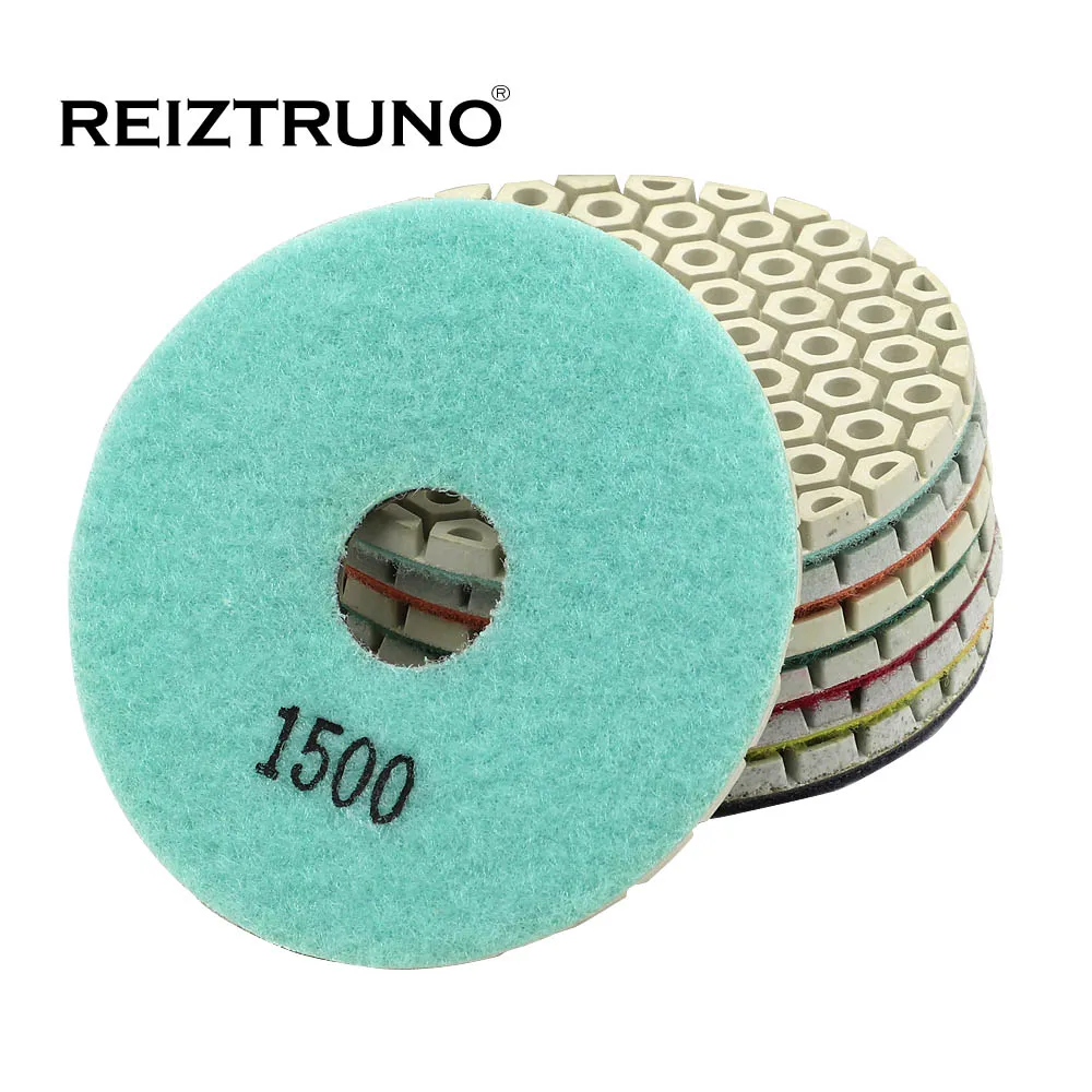 Reiztruno 4 inch Grinding wheel 100mm Flexible Polishing Pads for stone and concrete,Thickness 4 mm,wet or dry use,7pcs