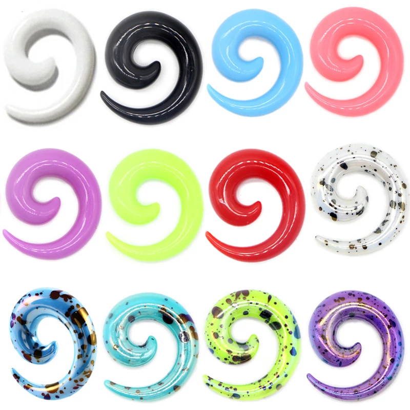 1Pcs Acrylic Spiral Ear Gauges Fake Ear Tapers Stretching Plugs Tunnel Expanders Gauge Earlobe Earring Body Piercing Jewelry