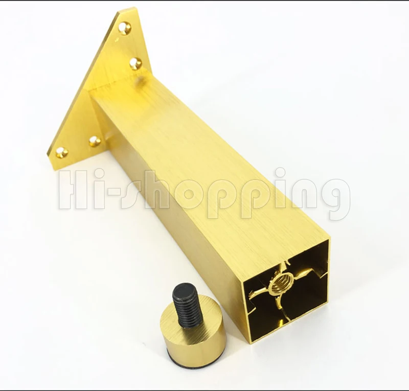 Patas de Metal para muebles, 4 piezas, oro cepillado, 6, 8, 10, 12, 15, 18, 20CM, para armario de TV, baño, mesa de centro, tocador, sillón