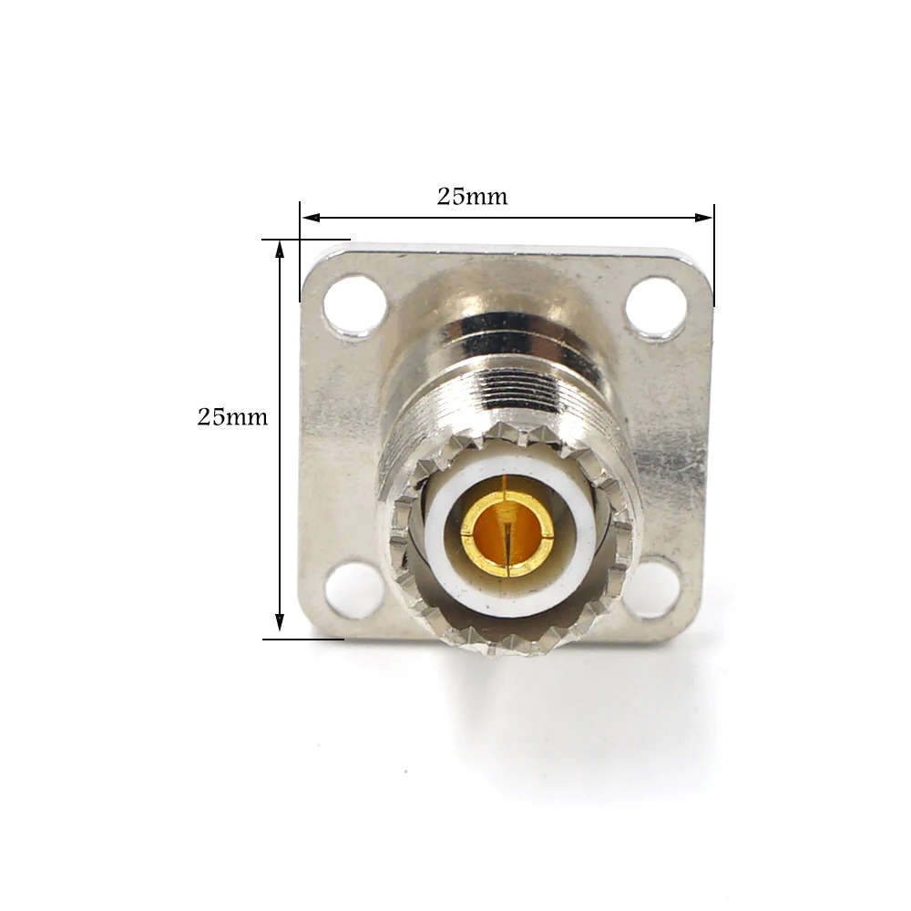 1pcs UHF Female SO239 to SO239 Female Coaxial Coax Cable RF Connector PL259 UHF VHF Antenna 4 Hole Flange Panel Mount Adapter