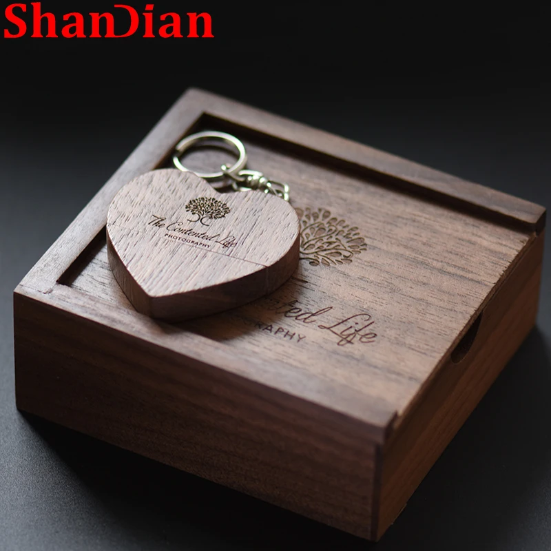 

Free Logo Wooden Heart 64GB USB 2.0 Flash Drive 128GB Wedding Gifts Pen Drives 32GB Key Chain Memory Stick 16GB U Disk 8GB 4GB