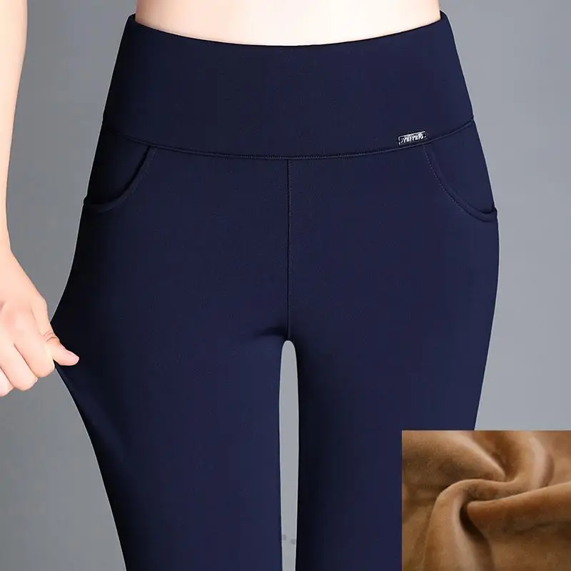 

Large size 6XL Winter Women Pants Warm Plus Thick Velvet Pants Slim High Waist Stretch Pencil Pants Female Trousers