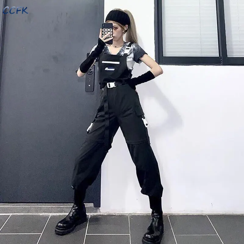 Dark Gothic Techwear Women Cargo Pants Harajuku Streetwear Black High Waist Trousers Female Mall Goth Emo Detachable Shorts 2023
