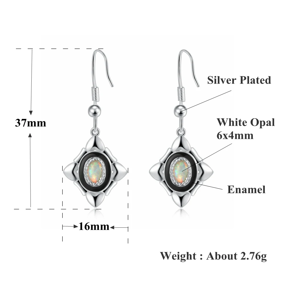 CiNily Fashion Jewelry White Fire Opal Silver Plated Earrings for Women Fashion Dangle Earring Jewelry Birthday Gift OH3234