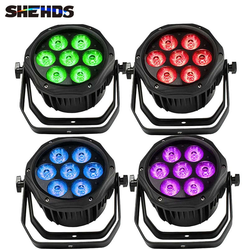 SHEHDS 8PCS Professional Aluminum IP65 Waterproof 7x18W RGBWA+UV LED Par Lights With Controller For DJ Club Stage Party Disco