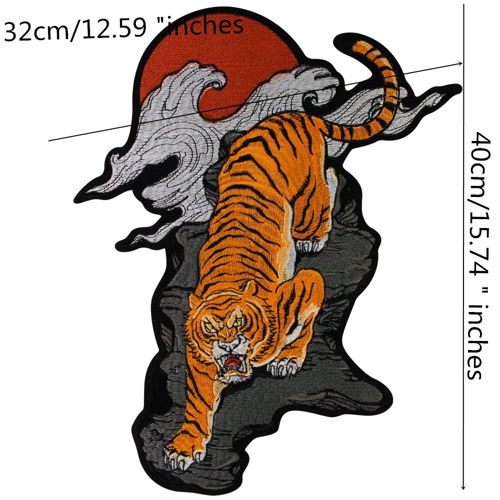 Large Tiger Embroidery Applique Iron on Patches Decorative Leather Jacket Backpack Sewing Accessories