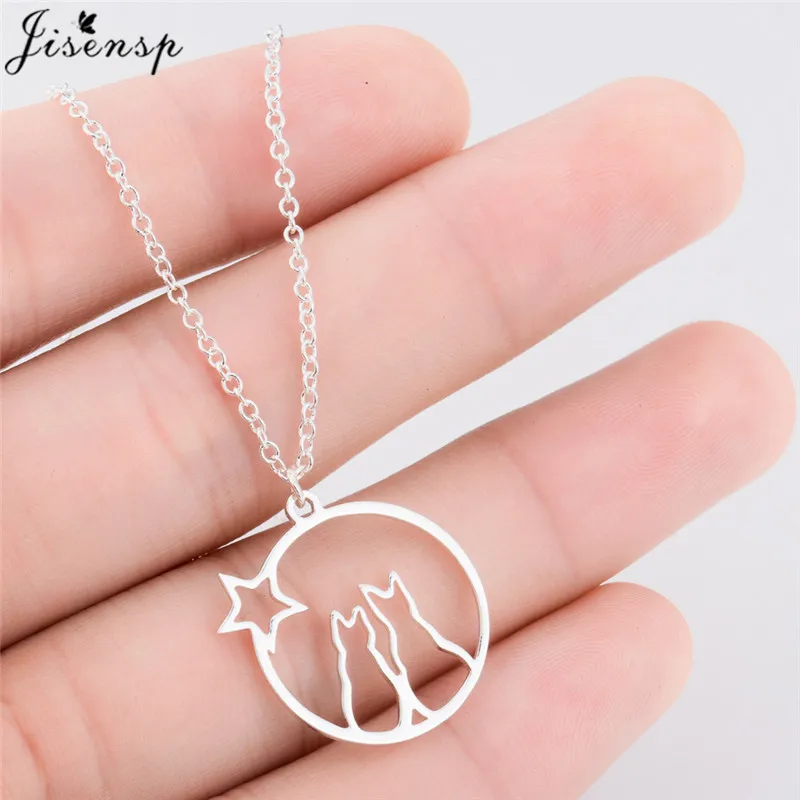 Women Fashion Animal Pendant Necklace Stainless Steel Lion Whale Cat Koala Elephant Choker Long Chain Necklace Jewelry Gifts