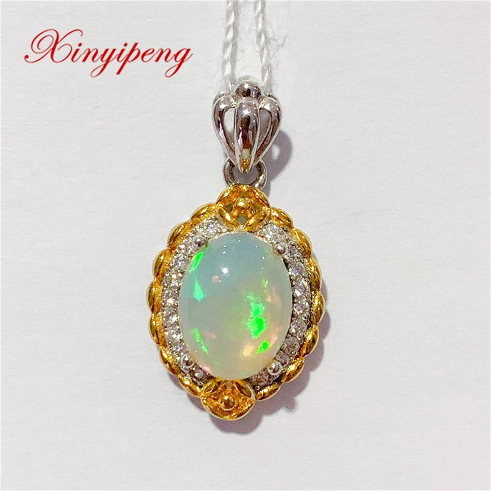 

Xin Yipeng Fine Jewelry Real S925 Sterling Silver Inlaid Natural 7×9mm Opal Pendant Anniversary Gift For Women Free Shipping