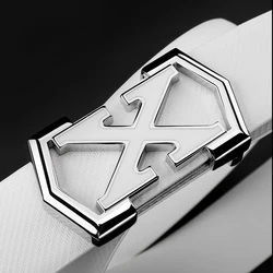 2021 Designer Belts Men High Quality Fashion X letter Luxury Famous Brand GenuineLeather Belt Men White Exquisite Waist Strap