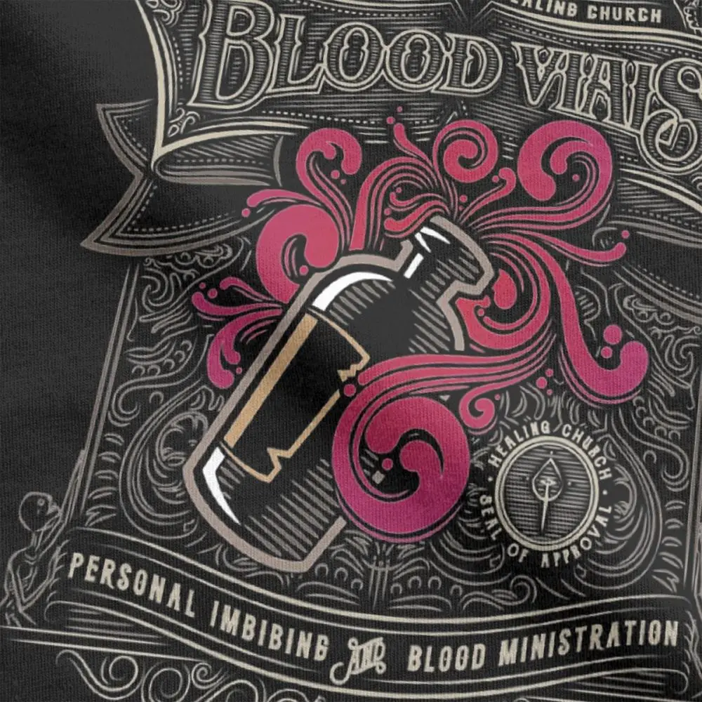 Yharnam\'s Blood Vials T Shirts for Men 100 Premium Cotton Novelty T-Shirt Harajuku Bloodborne Dark Souls Tshirt Happy New Year