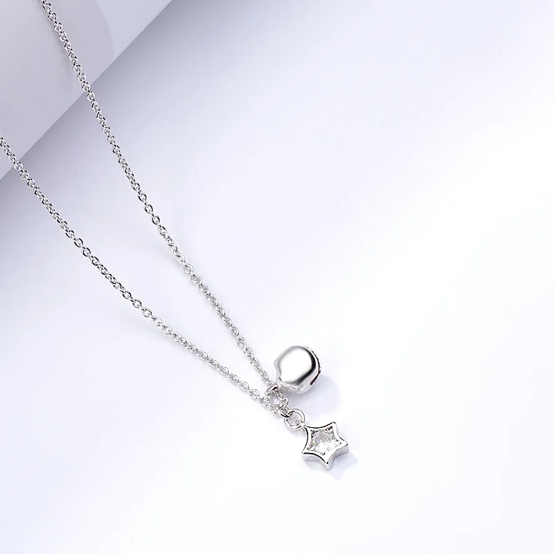 New Original Fasion Star Silver Color Jewellery Crystals Temperament Bell Hollow Necklace For Women Female Party Gift