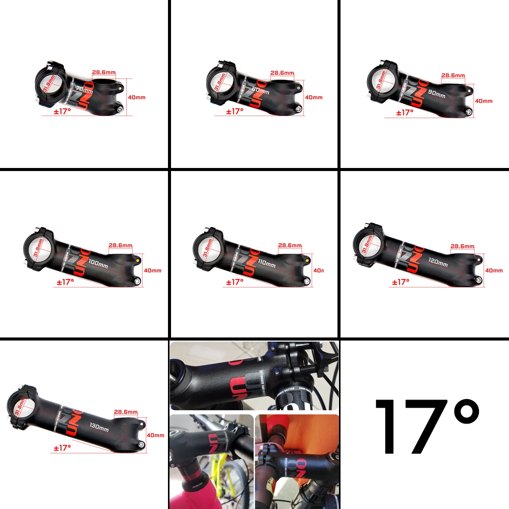 UNO MTB Stems Bicycle Stem 17 Road Stems 31.8mm Mountain Bike Stem 7 Degree Handlebar Stem 60-130mm Bicycle King Kalloy