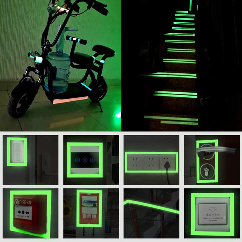 Fita autoadesiva luminosa que brilha no escuro, adesivos de 1m, 2cm, 5cm para palco, decorativa, fita fluorescente luminosa, adesivos de aviso de 3m