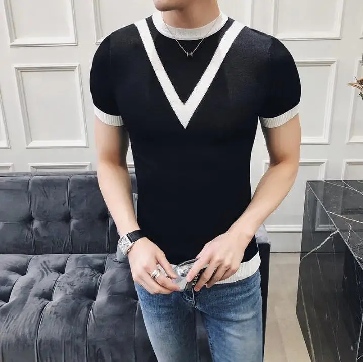 Brand Hot Summer New short sleeve T-shirt Mens Korean Slim Shirts Camisas Men tide Top male Casual Fashion O-neck Shirt N-3XL