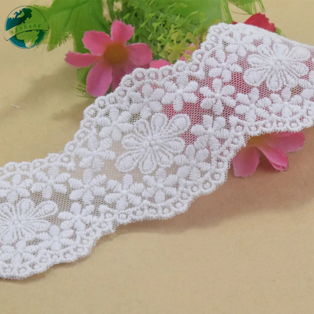 Cotton Embroidery Lace Wide  White Sewing Ribbon Guipure Trim Wedding Decoration DIY Dolls Colthes Accessories#4238