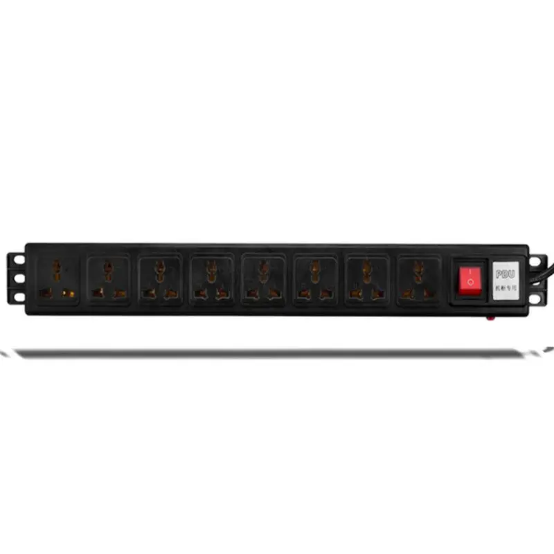 2024 New 1U PDU 8 Outlet Metal Power Strip Surge Protector 250V 10A 2500W for 19 inch