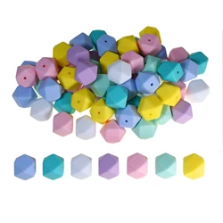 20pcs 17mm Hexagon Silicone Beads DIY Teething Pacifier Chain Clip Dental Care Chew Food Grade Soft Bead Baby Teethers