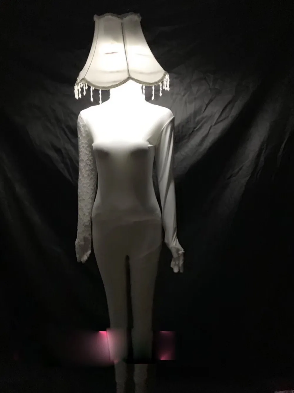 Table lamp headgear white party costumes Nightclub bar female singer dance team stage show costume