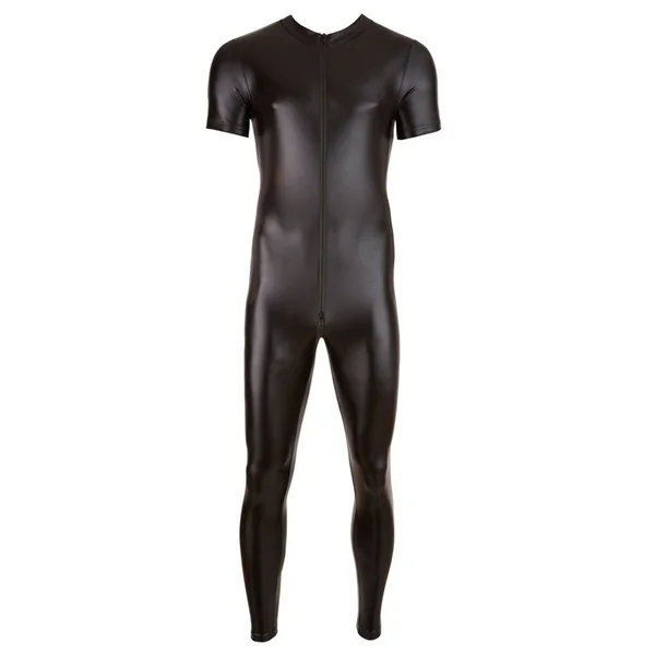 latex Men Wet look Catsuit Faux Leather Mesh Jumpsuits Black Tight PVC Bodysuit Sexy Clubwear Men Lace Lingerie Fetish Body Suit