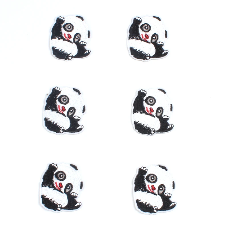 10 sztuk/partia śliczne Panda łatka haftowane żelazko na Cartoon zwierząt naklejki odzież dżinsy Motif odznaka DIY Patchwork torba akcesoria