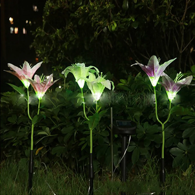 Solar Garden Lights Solar Flower Lawn Light Lily Flower Multicolor Combination LED Garden Garden Decoration Light Glow In Dark