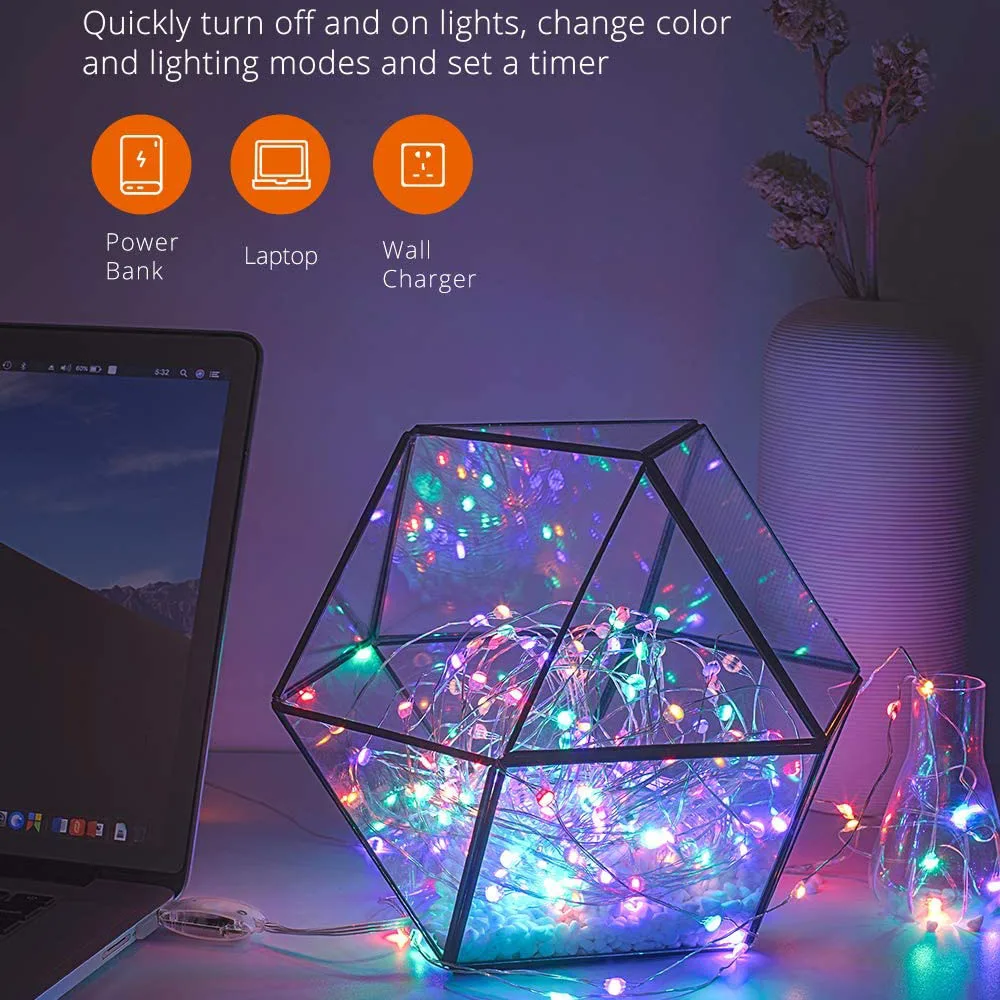 3M 5M 10M 20M RGBW String Lights Remote Color Changing Twinkle Lights Timer Christmas Smart Lighting Fairy Lights Holiday Decor