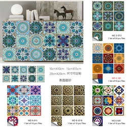 Dream Blue Mandala Style Matte Surface Wall Sticker Non-slip Tile Decoration Film For Tile /Ground in Kitchen Bathroom Art Mural