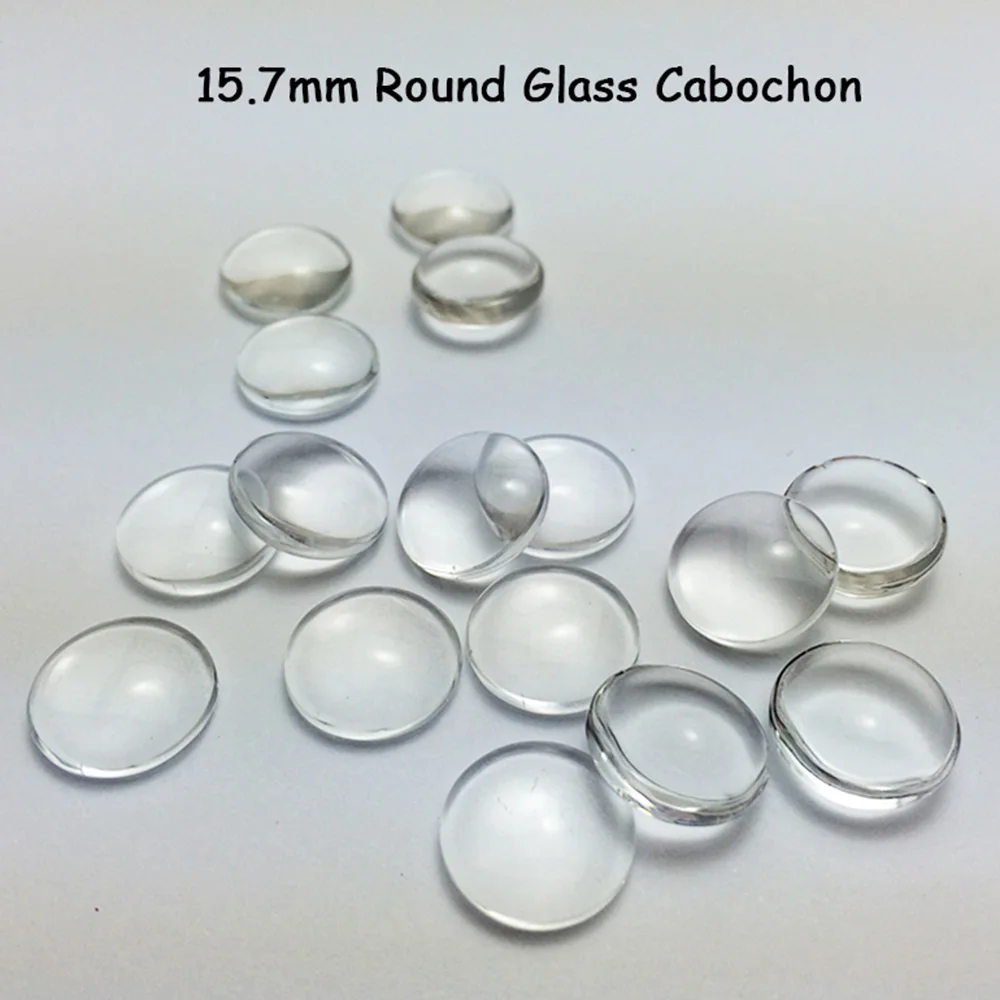 

100pcs 15.7mm Round Glass Cabochon Flat Back Clear Cameo Domed Transparent for Necklace Charms Pendant DIY Jewelry Making