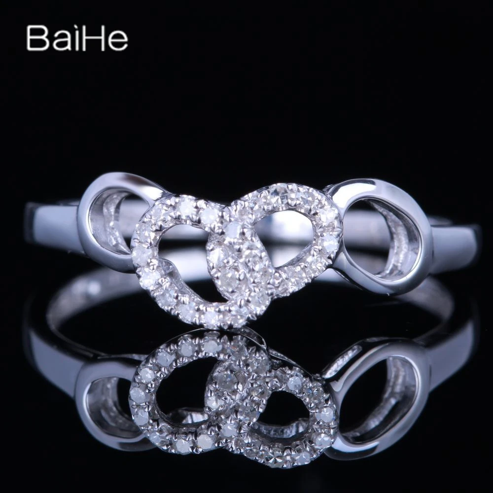 

BAIHE Solid 14K White Gold(AU585)0.2CT Certified H/SI Round Cut Genuine Natural Diamonds Wedding Women Trendy Fine Jewelry Ring