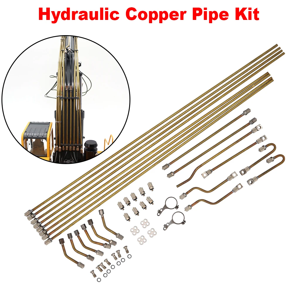 Upgrade 360L Excavator Hydraulic Copper Pipe Quick Connector Set For 1/14 RC Hydraulic Excavator JD-106 Engineering vehicle Part