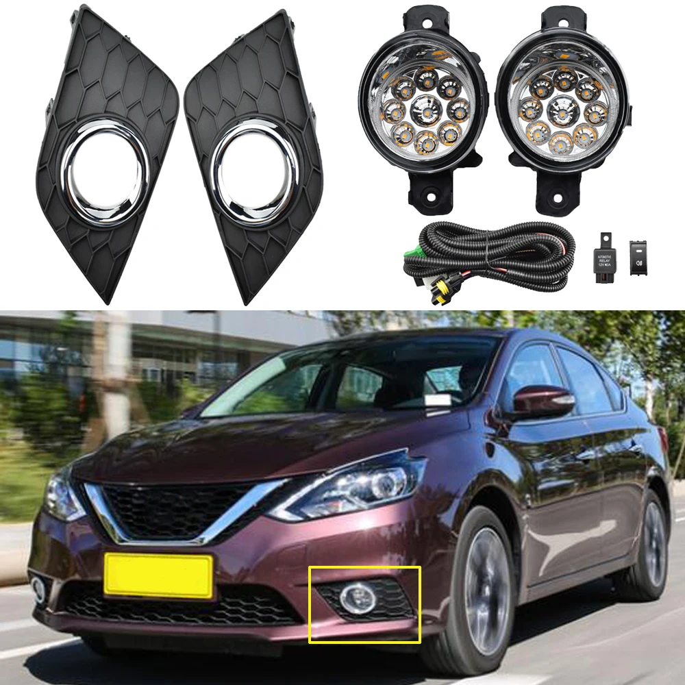 1set Fog Light Lamps Kit for Nissan Sentra bluebird Sylphy Pulsar ST Sedan 2016 2017 2018 and frame cover and wire