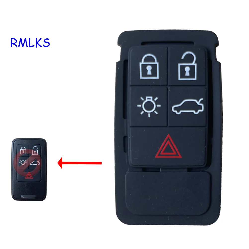 5 6 Buttons Remote Key Rubber Pad Replacement FOB For Volvo S60 S80 XC70 XC90 Black Rubber Mat Remote Key FOB Silicone Case