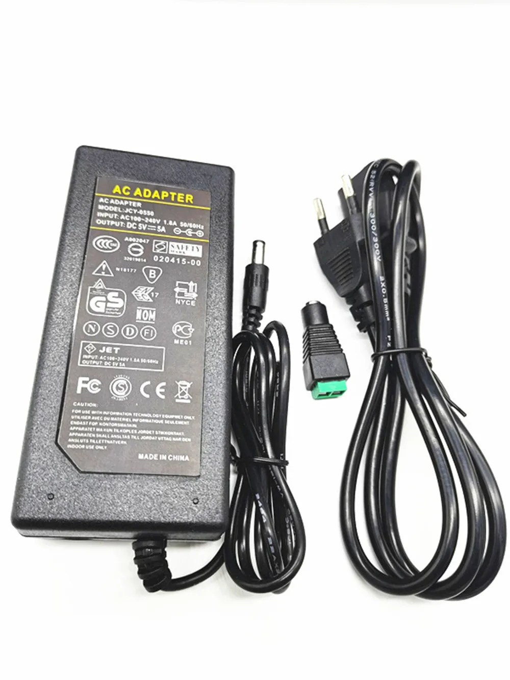

5V 5A EU Plug AC DC Adapter 1pcs AC 100V-240V inputs Converter Adapter to DC 5V 5000mA 25W Power Supply DC 5.5mm x 2.1-2.5mm