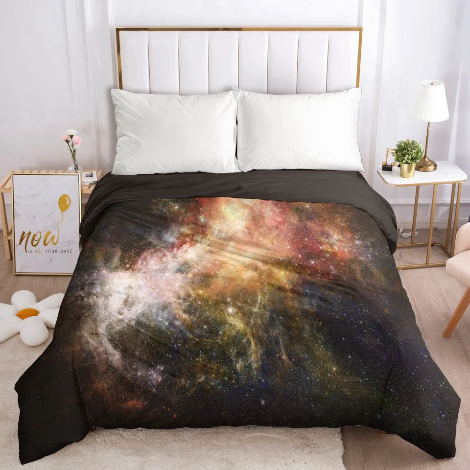 

Duvet Cover with Zipper Comforter Blanket Quilt Cover 220x240/90/135/150 3D Bedding Galaxy Black