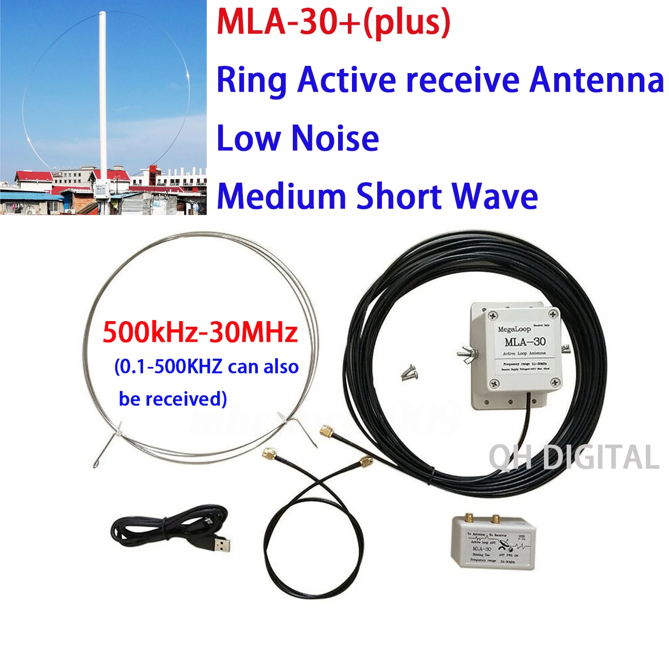 MLA30+ MLA-30 MLA30 plus Active Magnetic Loop Antenna HA SDR Short Medium Wave Radio Antenna Low Noise 500kHz-30MHz