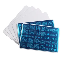 Finger Angel 5Pcs 9.5*14.5cm Purple/Pink/White Nail Art Soft Stamping Protective Stamper Rectangel Stamp Holder