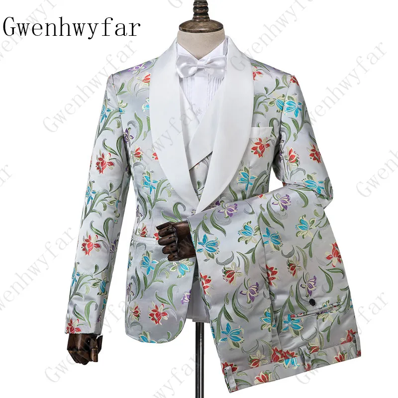 

Gwenhwyfar (Jackets+Vest+Pants) New Pattern Slim Fit Blazer Man Costume Homme Casual Marry Flower Ceremony Man Suit Dress Male