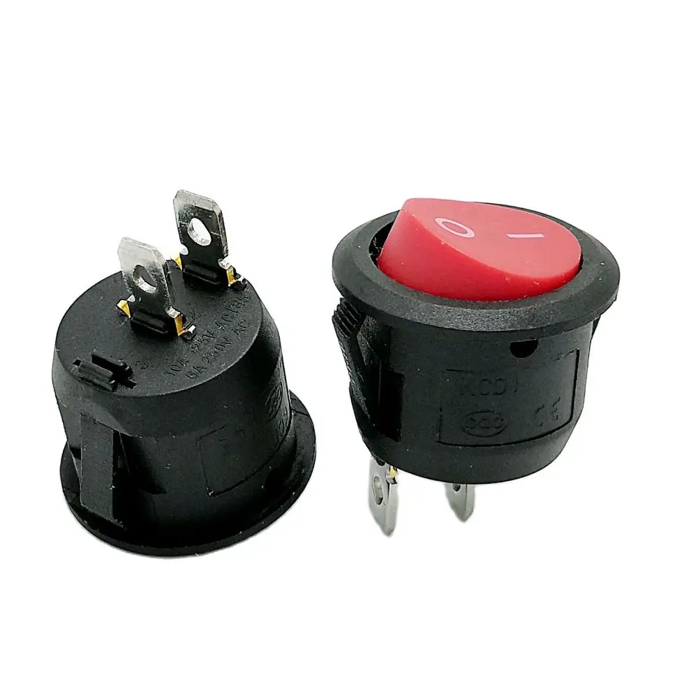 KCD1-105 red rocker switch round switch Rocker Switch Power Switch 6A/250V 10A/125V 10pcs/lot