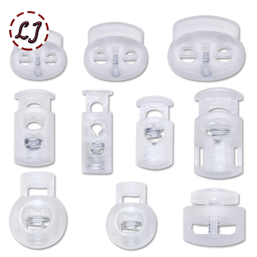 New 10pcs Cord Lock Plastic Stopper Cord Ends Toggles Clip Buckle Button Clear Frost Shoelace Sportswear DIY Bag Accessories